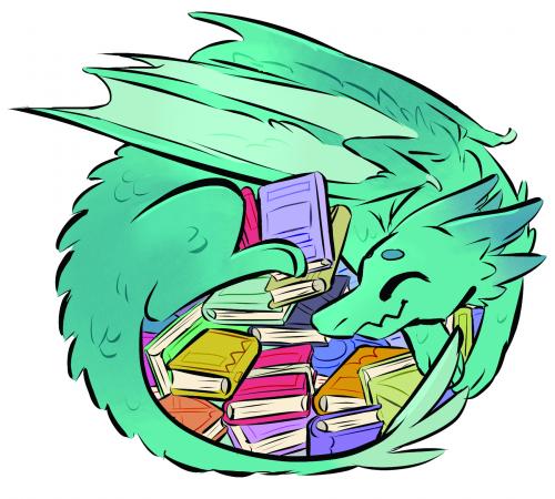 Dragon with books
