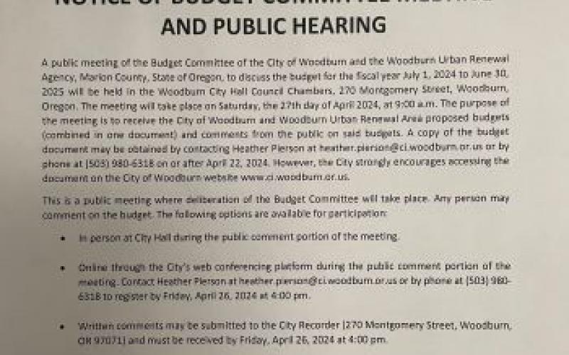 Notice of Budget Committee Meeting & Public Hearing
