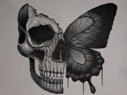 Half skull and half butterfly