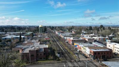 Downtown Woodburn aerial shot